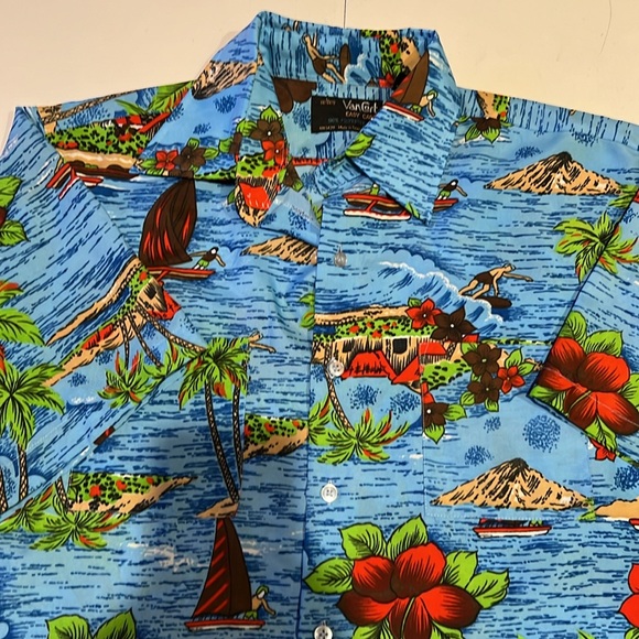 Men’s Hawaiian shirt, vintage 90s Van Cort large Palm Beach sailing - Picture 2 of 9